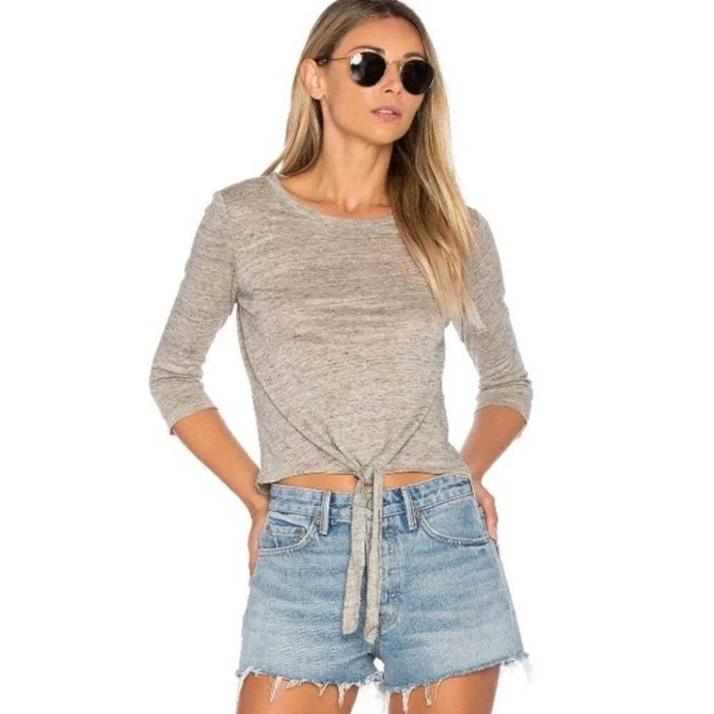 Cupcakes And Cashmere Linen Tie Knot Muriel Short Sleeve Top